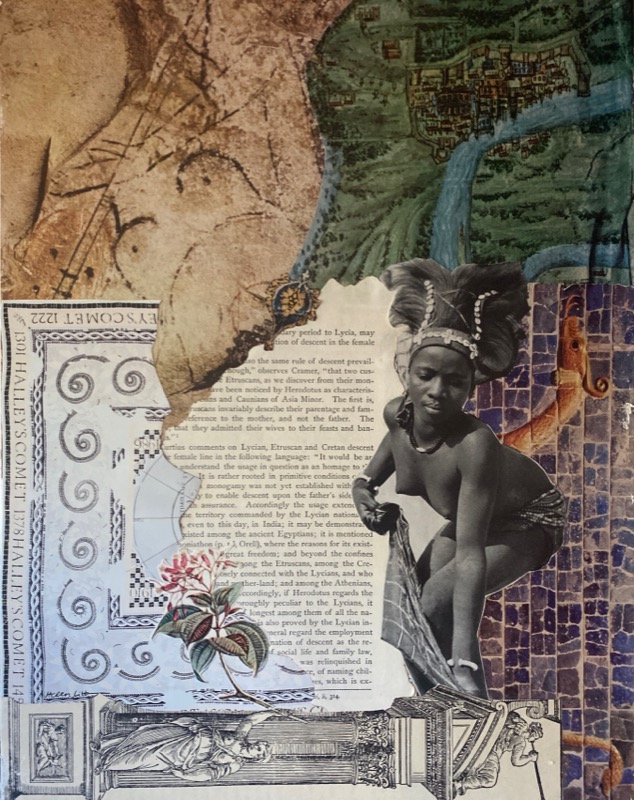 Matrilineal Descent — mixed-media collage